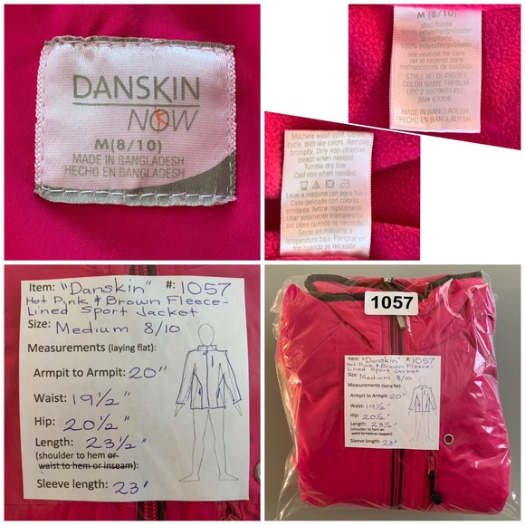 “Danskin” Hot Pink & Brown Fleece-Lined Athletic Jacket size M - Picture 9 of 10